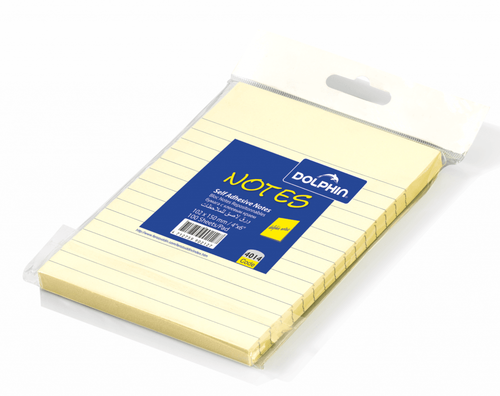 DOLPHIN SELF STICK NOTES RULED 6″X4″ 100SHEETS/PAD – Welcome To ...